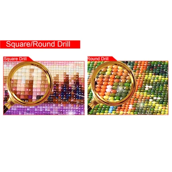 Diamond Mozaikos, Spalvingos Gyvūnų kvadratiniu Gręžimo Diamond Siuvinėjimo Vilkas 5D 