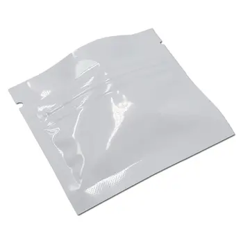 100vnt/Daug Baltos spalvos Aliuminio Mylar Paketas Krepšys Zip-Lock Savarankiškai Sandarinimo Pakuotės Maišelis Ašara Žingsniu Mėginio Užkandžiai Saugojimo Folijos Maišelis Pakuotė