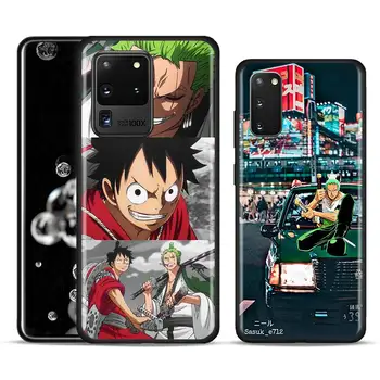 Anime One Piece Zoro Telefono dėklas Samsung Galaxy S10 S20 Plius S21 Ultra 5G S10 S10e Lite S7 S8 S9 Plus Black Soft Atvejais Dangtis