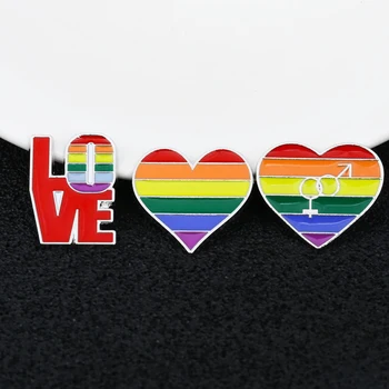 Vaivorykštė Pin LGBT Dizaino Kūrybos Širdies Avių Reklama Sagė Metalo Ženklelis Džinsinio Emalio Atvartas, Papuošalai, Dovana, Kailio Kepurę Laišką Dekoras