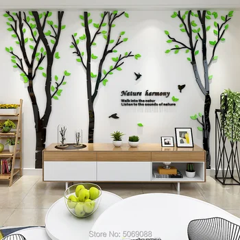 Kūrybos medžio, akrilo 3D sienos pasta gyvenamasis kambarys su sofa-lova, TV foną, sienos, sienų apdaila lipnios sienos pasta tapyba