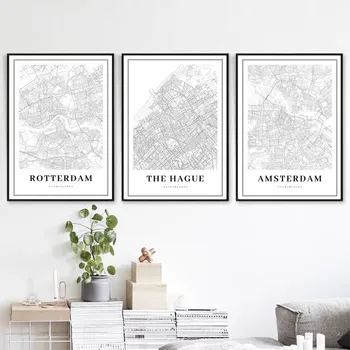 Nyderlandų Žemėlapis Plakatas Spaudinių Amersfoort,Dordrecht , Haarlem,Nijmegen,Delft Žemėlapiai, Paveikslai Tapyba Nuotraukas Biuro Sienos Meno Dekoro