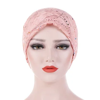 Arabų wrap skrybėlę Vasarą, galvos hijab plonas nėrinių musulmonų skrybėlę vientisos spalvos medvilnės hijab kepurės elegantiška panele rait variklio dangčio femme Vidinis Hijab