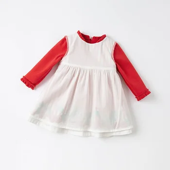 DBS16460 dave bella pavasario baby girl ' s cute cartoon dryžuota suknelė vaikų mados šalis suknelė vaikams kūdikiams lolita drabužiai