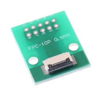 CINKAVIMAS PCB Lenta FPC FFC Kabelis 10PIN 0,5 mm SMT Adapterio 2.54 mm 1.00 colių pikis per skylučių Jungtis
