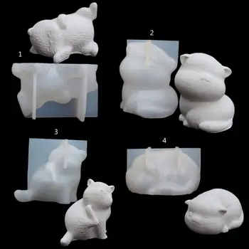 3D Cute Kačių Muilo Formų Naminių Kačių Gumpaste Tortas Pelėsių Baby Cat Formų Minkštas Tortas Dekoro Dervos Liejimo Įrankiai, Dailė ir Amatai