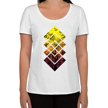 TEEHUB 2019 Mados Saulėlydžio Ritmais Moterų Marškinėliai Naujovė Geometrinis Menas Spausdinti Viršūnes trumpomis Rankovėmis, Ponios 