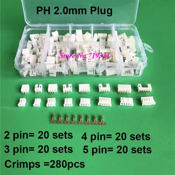 80 Rinkinio dėžutė PH 2,0 mm Žingsnio 2/3/4/5 pin Male & Female Būsto / Pin Kolektoriaus Jungties Laido Adapterio Jungtys