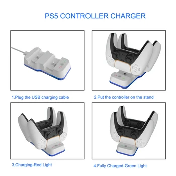 Už PS5 LED Dual Controller Įkroviklis USB Greito Krovimo Doko Stotis Sony Playstation 5 PS5 Gamepad Įkrovimo Stotis Lopšys