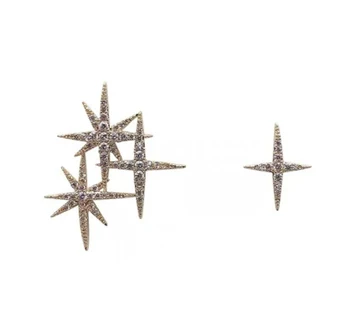 Asimetrinė blizga star auskarai pilnas kalnų krištolas lydinio papuošalai, auskarai moterims ir mergaitėms S925 adata