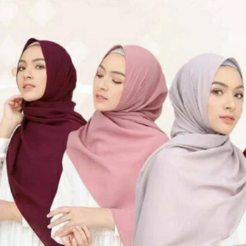 2021 Musulmonų Dviguba Kilpa Šifono Hijab Šalikas Femme Musulman Wrap Skarų Islamo Skarelė Malaizija Hijab Moterų Foulard