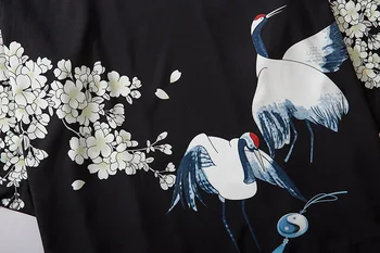 Moterų Harajuku Cardigan Japonų Kimono Vasarą Krano Spausdinti Laisvi Marškinėliai Topai Atsitiktinis Moteris, Vyras Kimonos Kailis Pora Yukata Kimonos