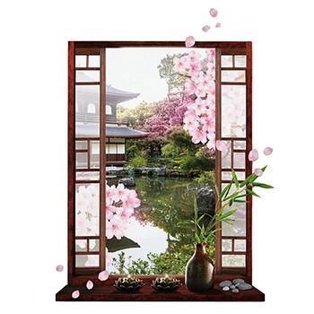 3D Lange Sakura Persikų Žiedų, Gėlių Meno Siena Lipdukas Nuimamas Decal Freskos