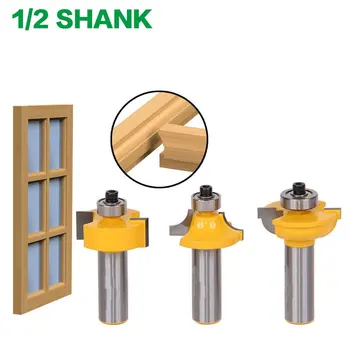 3pcs/set Stiklo durys, lentos, medienos apdirbimo įrankiai curboard cutter kelvedžio bitai 1/2 karka 12mm karka T tipo ballnose