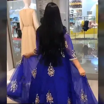 Royal Blue Musulmonų Vakaro Suknelės 2020 Moterų Vakarėlis Promenadzie Suknelė Saudo Arabija Vestidos Tiulio Elegantiškas Ilgas Chalatas De Soiree