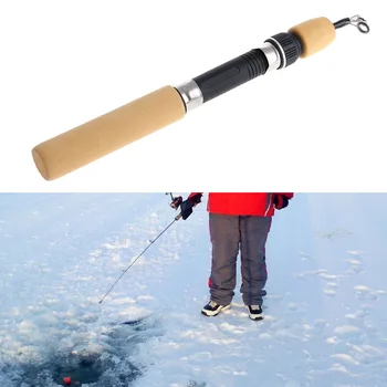 60CM Nešiojamas Kišenėje Žiemos Žvejybai ant Ledo Žuvų Lazdele Mini Spręsti Verpimo Liejimas