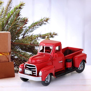 Rantion Kalėdų Vaikams Dovanų, Derliaus TruckToy Raudona Metalo Sunkvežimis Su Slankiosiomis Varantys Vaikams Dovanų Stalo Viršaus Dekoras