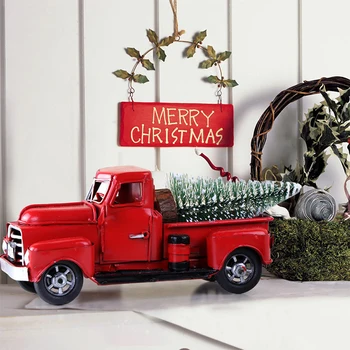 Rantion Kalėdų Vaikams Dovanų, Derliaus TruckToy Raudona Metalo Sunkvežimis Su Slankiosiomis Varantys Vaikams Dovanų Stalo Viršaus Dekoras