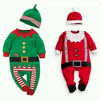 Naujas Kalėdų drabužius Kūdikiams kūdikiams Berniukas Mergaitė Vaikai Romper Skrybėlę Bžūp Nustatyti kalėdų senelis kūdikiui kostiumas Kalėdų Dovana naujagimiui