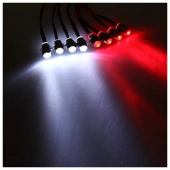 8 LED Atnaujinti Dalių, 5mm, Baltos Spalvos, Raudonos Spalvos LED Šviesos Nustatyti HSP RC Automobiliai
