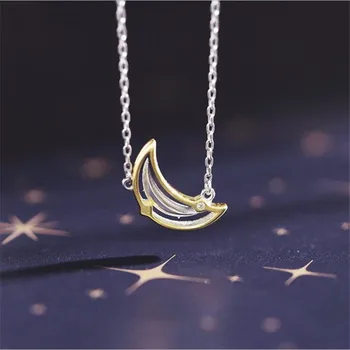 Naujas Mados Juvelyrikos Saldus Aukso Mėnulis 925 Sterlingas Sidabro Šviežių Crystal Moonlight Populiarus Clavicle Grandinės Karoliai Pakabukas N460