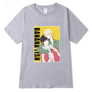Juokingas Anime Bananų Žuvų Tees Japonijos Harajuku Stilius Streetwear Berniukų ir Mergaičių Priežastinis Tshirts
