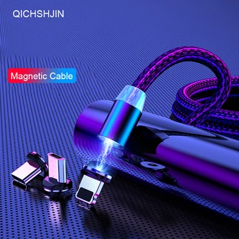 Magnetinio Micro USB C Tipo Kabelis, LED apšvietimas, 