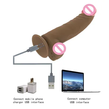 Belaidžio Nuotolinio valdymo Vibratorius Didžiulis Tikrovišką Vibratorių Vibratorius Šildymo Oda atrodo Realistiškas Penis Super didelis Didelis Dildo Pasukti 360 USB