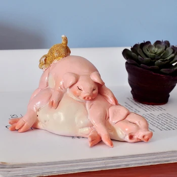 Kūrybos Dervos mielas kiaulių Statulėlės Mažai Kiaulių gyvenimo slenksčius žaidimas statulos kiaulių vazonas modelis Pasakų Sodo Miniatiūros namų dekoro