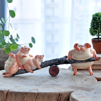 Kūrybos Dervos mielas kiaulių Statulėlės Mažai Kiaulių gyvenimo slenksčius žaidimas statulos kiaulių vazonas modelis Pasakų Sodo Miniatiūros namų dekoro