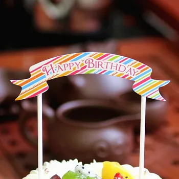 Pyragas apdaila mažos vėliavos Įterpti pakuotė 50 laimingas gimtadienio tortas šaligatvio happybirthday