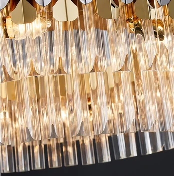 Šiaurės krištolo sietynas, nerūdijančio plieno LED šviestuvo lempos apvalios prabanga kambarį blizgesį dekoratyvinės lempos