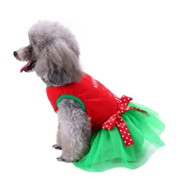 Šuo, Katė Suknelė Rudens Žiemos Kalėdų Spausdinti Šiltas Dirželis Sijonas Drabužių