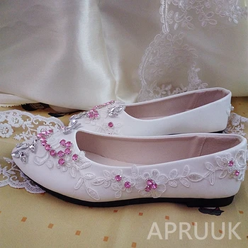 Prabanga rožinė kristalų nėrinių butai, batai moterims, rankų darbo dideli, maži dydžio plius dydis moterų nuotakos vestuves ceremoney merginos batų