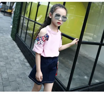 4-12Y Vaikų Mergaičių drabužius Sportui tinka 2020 metų vasaros Mielas Princesė White T - Shirt+sijonas Nustatyti baby Girl Vaikams drabužių rinkiniai