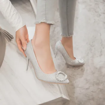 Smirnova mados naujus batus moteris nurodė, kojų seklių siurbliai moterų batai kristalų aukštakulniai batai moterims, elegantiška prom vestuvių batai