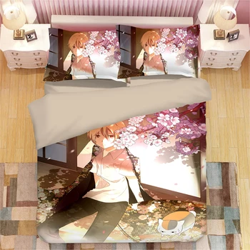 Japonų stiliaus patalynės komplektas Berniukas ir kačių gėlių nuotraukos Komiksų patalyne, antklodė padengti minkšta mielas antklode padengti patogus pagalvių užvalkalai