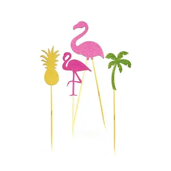 12pcs Havajai Tortas Topper Flamingo Ananasų Kokoso Medžio Tortas Kirtikliai Luau Paplūdimio Gimtadienio, Vestuvių Dekoravimas