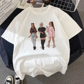 Naujas moterų baltos spalvos Marškinėlius Harajuku Grožio Merginos atspausdinta Marškinėliai 