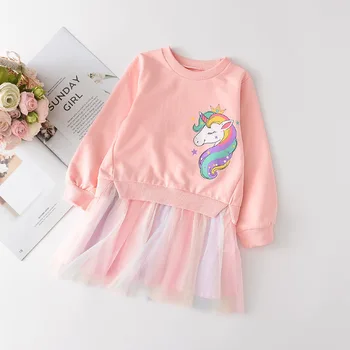 Vaikų rudens baby girl drabužius mergina drabužiai tiktų suknelė animacinių filmų megztinis akių susiuvimo suknelė baby girl drabužiai kostiumas