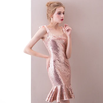 Trumpas Prom Dresses 2019 Mados Vestido De Festa Oficialią Šalies Chalatai Moterims, Samtelis Kaklo Rose Gold China Prom Dress Suknelė