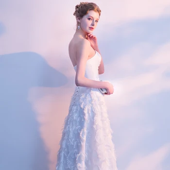 Ypatinga Proga-Suknelė 2018 Haute Couture Rankovių Vakaro Suknelės Appliques Gėlės Baltos Promenadzie Suknelė A-Line Vestido De Festa