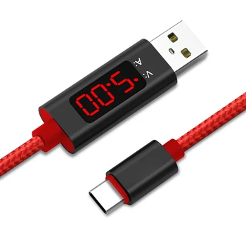 D-Line1 3A(Max) USB C Tipo Kabelis, QC 3.0 Greito Įkrovimo Srovės ir Įtampos Ekranas Nailono Tinklelio USB C Duomenų Sinchronizavimo Kabelis