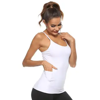 Moterų Sexy Criss-cross Backless Slim Fitneso tankų Mergaitėms Kišenėje Aukštos Elastinga, Kvėpuojanti Sportinė Liemenė Tankai marškiniai (be Rankovių)