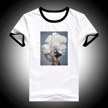2019 Vasaros viršūnes naujų gėlių estetika, meno print t shirt moterims atsitiktinis ulzzang mados marškinėlius femme Harajuku T-shirt moteris