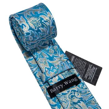 Mėlyna Vyrų Vestuvių Kaklaraištis Šilko Gėlių 8,5 cm Necktie Barry.Wang Mados Dizaineriai Cravat Kaklaraištis Nosinė Dropshipping FA-5076