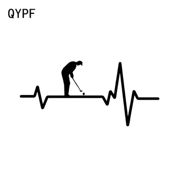 QYPF 17.1*8CM Paslaptingas Elektrokardiograma Golfo Sporto Dekoro Automobilių Lipdukas Vinilo Priedai Siluetas Motociklų Lipdukai C16-1472