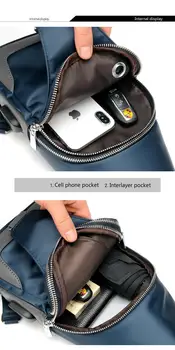 Unisex Men 's Messenger bag Kovos Vagystės USB Įkrovimo krūtinės maišelį Daugiafunkcį peties Crossbody maišelį Oksfordo audinio Kelionės Sling Bag