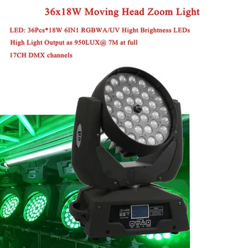 NAUJAS Atvykimo 36x18W LED Judančios Galvos Zoom Žibintas 6IN1 RGBWA/UV Aukštis Ryškumo šviesos Diodai DMX512 Už DJ Disco Kalėdų Scenos Apšvietimas