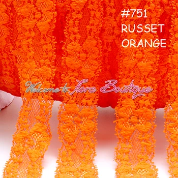 Aukštos kokybės medvilnės elastinga nėrinių, 50 metrų per daug, nemokamas pristatymas, #751 parduotuvė oranžinė